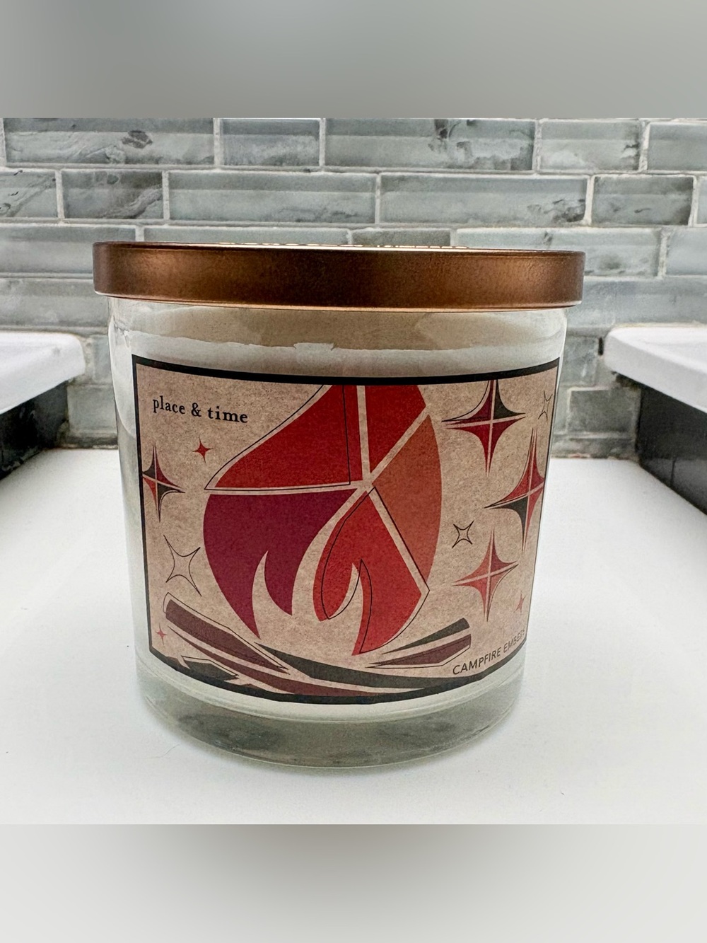 Place & Time Campfire Embers 3 Wick Candle 14.5 Oz. New